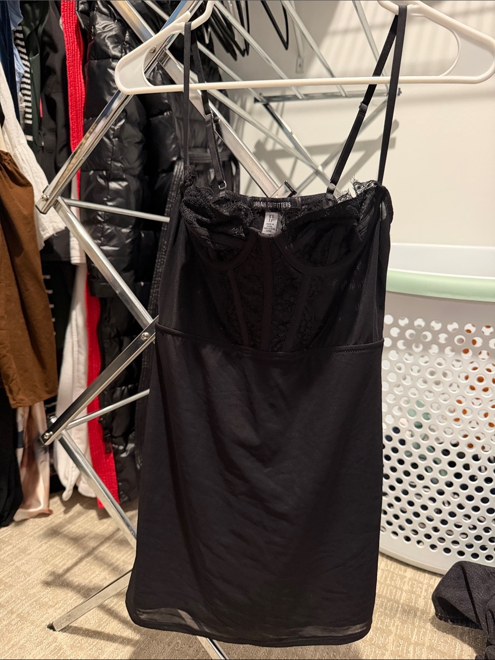 Urban Outfitters Black Lace Slip with Sheer Skirt